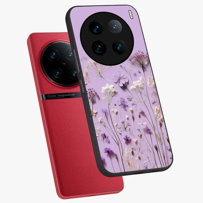 Lavender Blossom Dream Glass Case displayed in angled mockup highlighting dreamy lavender flower design with calming aesthetic style.