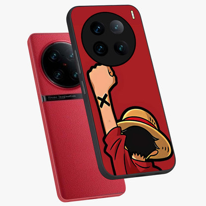 Luffy X Spirit Glass Case displayed in angled mockup highlighting powerful anime design with energetic action aesthetic.