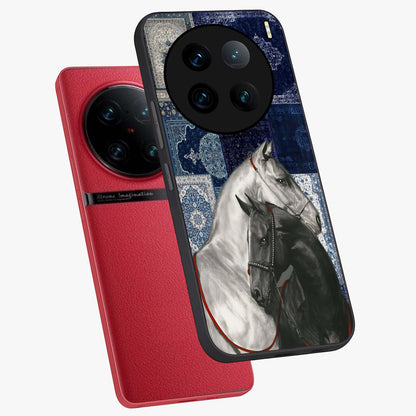 Midnight Stallion Blues Glass Case displayed in angled mockup highlighting powerful stallion illustration with deep midnight tones.