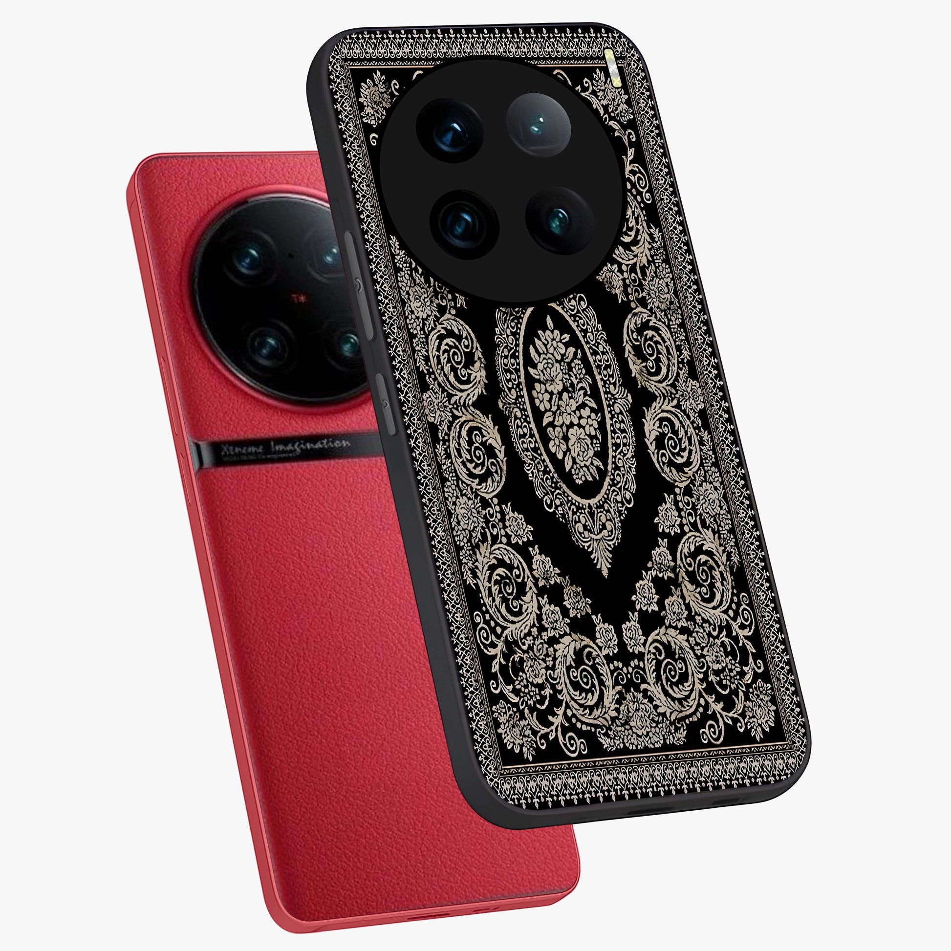 Noir Bloom Elegance Glass Case displayed in angled mockup highlighting refined flower design with stylish noir aesthetic.