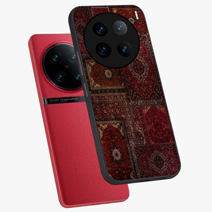 Persian Velvet Tale Glass Case displayed in angled mockup highlighting ornate textile inspired design with royal aesthetic.