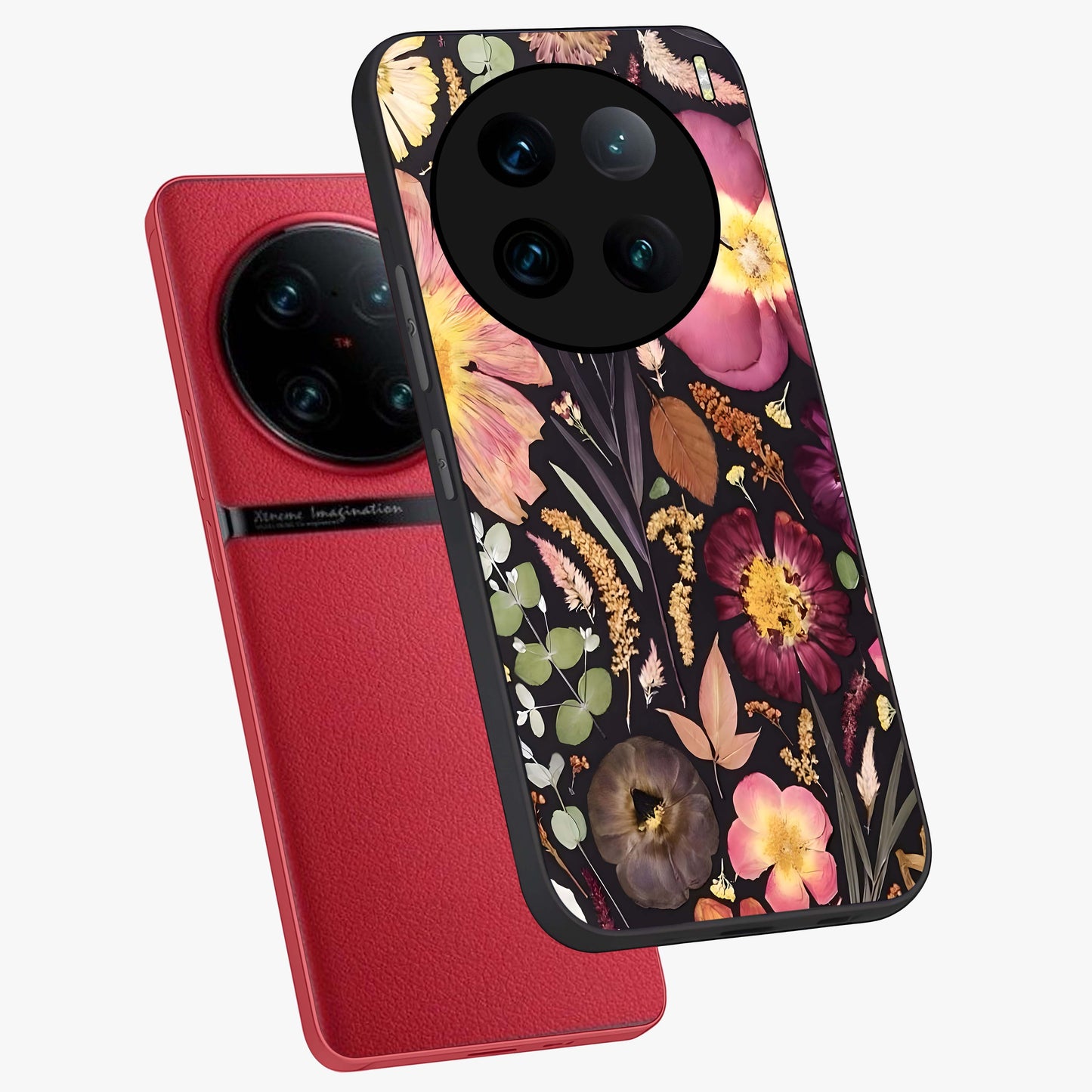 Petal Dream Tapestry Glass Case displayed in angled mockup highlighting decorative petal pattern with elegant botanical aesthetic.