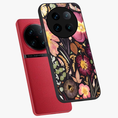 Petal Dream Tapestry Glass Case displayed in angled mockup highlighting decorative petal pattern with elegant botanical aesthetic.