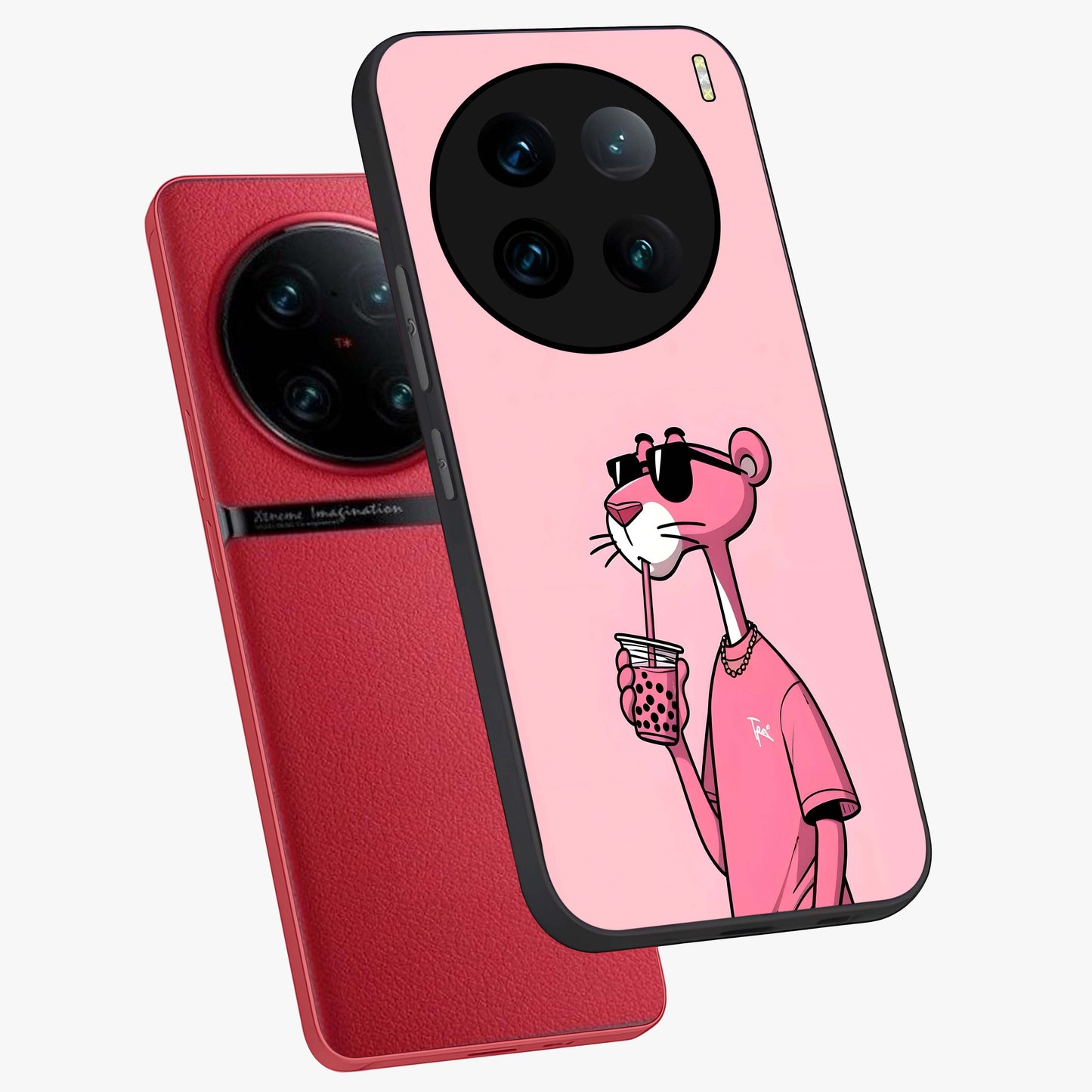 Pink Panther Glass Case displayed in angled mockup highlighting playful cartoon character design with vibrant pink aesthetic.