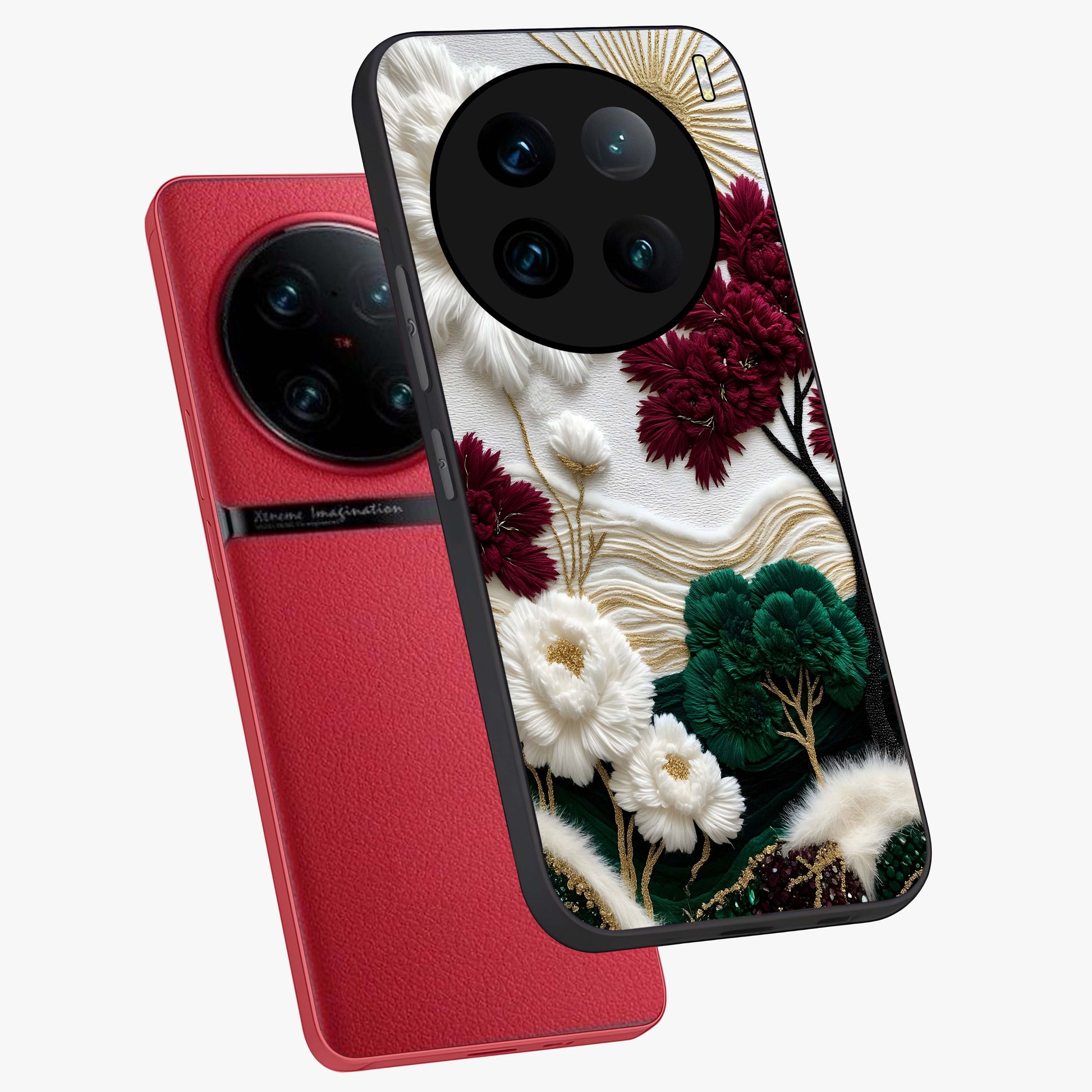 Radiant Bloom Elegance Glass Case displayed in angled mockup highlighting graceful floral design with radiant aesthetic style.