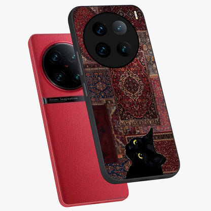 Regal Magic Cat Apple Glass Case displayed in angled mockup highlighting whimsical feline design with fantasy aesthetic.