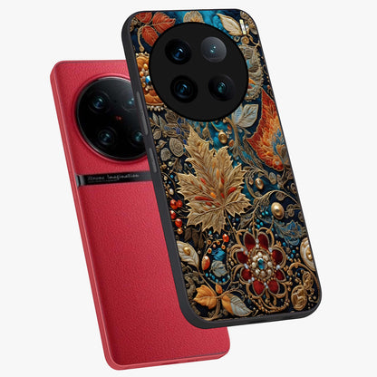 Royal Jewel Garden Glass Case displayed in angled mockup highlighting vibrant jewel inspired floral design with elegant aesthetic.