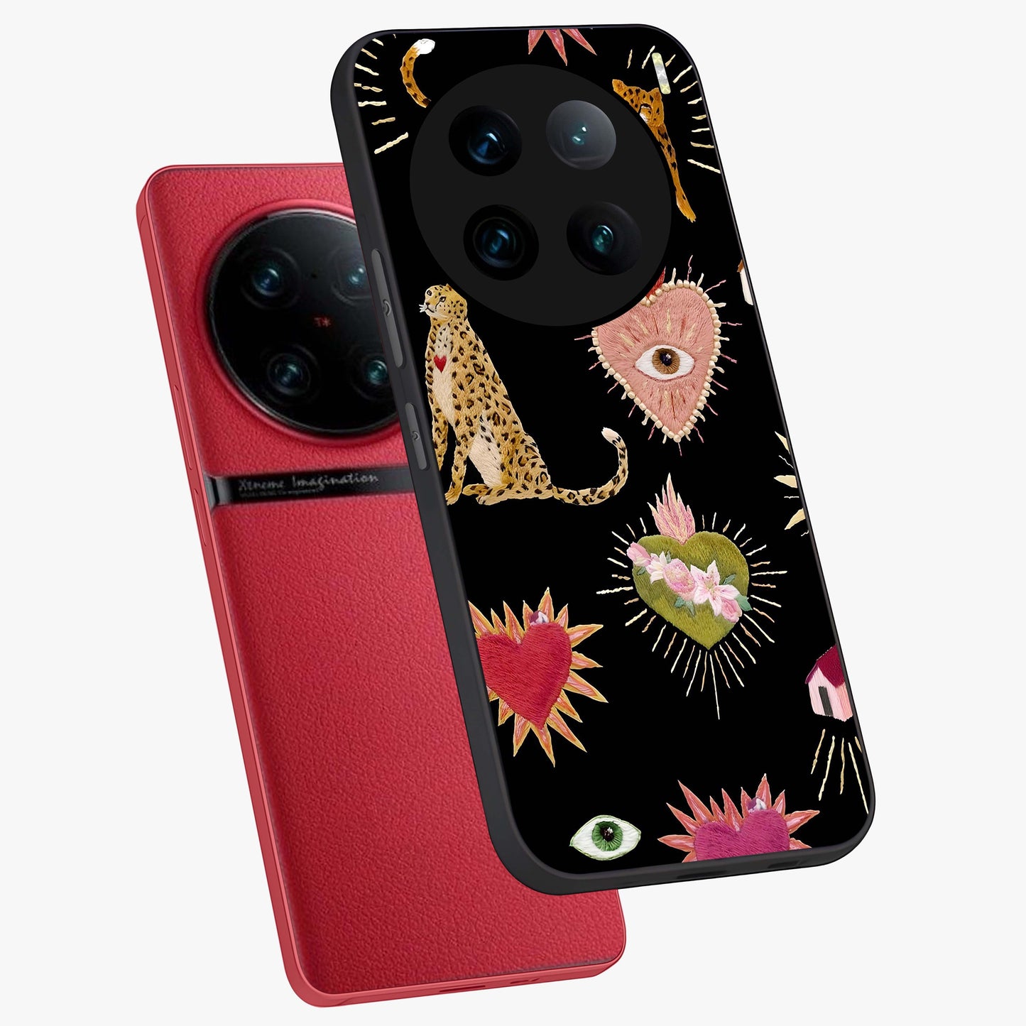 Sacred Jungle Heart Glass Case displayed in angled mockup highlighting lush tropical design with natural aesthetic style.