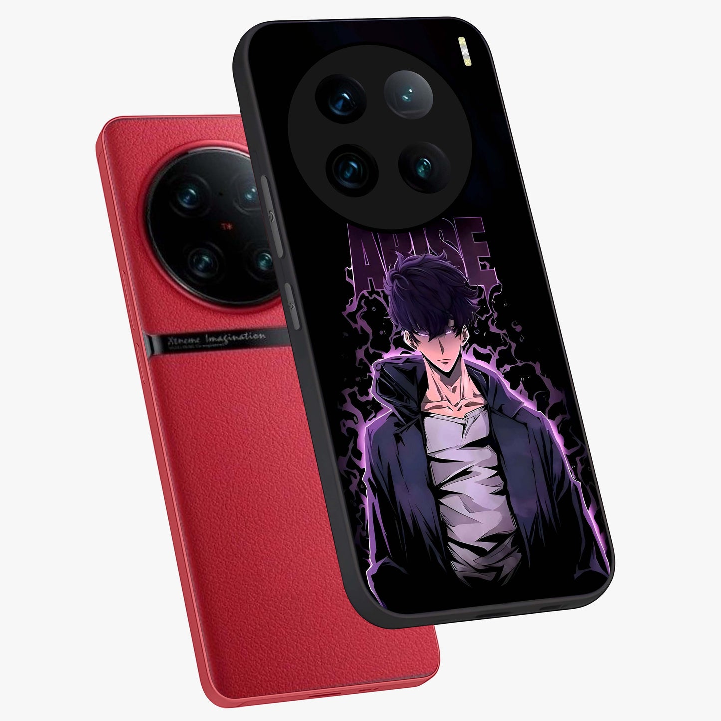 Shadow Monarch Awakening Glass Case displayed in angled mockup highlighting dramatic shadow warrior design with fantasy aesthetic.