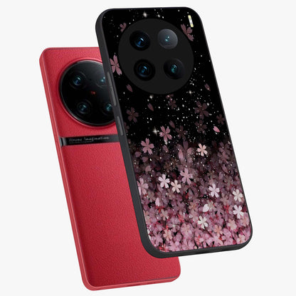 Small Starry Flowers Glass Case displayed in angled mockup highlighting tiny flower pattern with celestial aesthetic style.