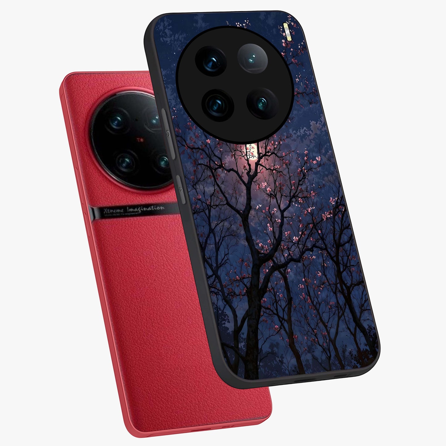 Twilight Sakura Serenade Glass Case displayed in angled mockup highlighting delicate sakura flower design with dreamy aesthetic.