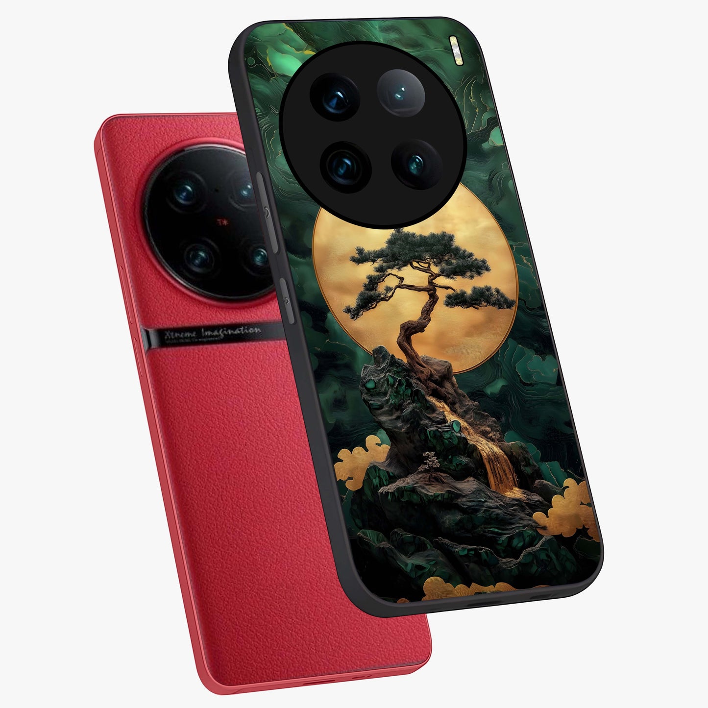 Zen Moon Rise Glass Case displayed in angled mockup highlighting peaceful lunar design with zen aesthetic style.