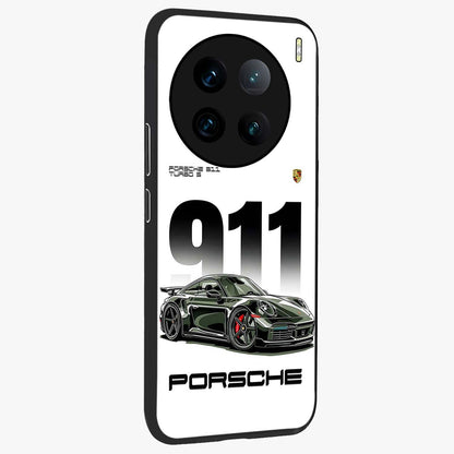911 Turbo Dominance Glass Case upright perspective showcasing powerful racing design and modern automotive aesthetic.