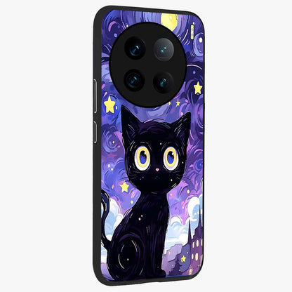 Abstract Cat Art Glass Case upright view showcasing creative feline illustration and aesthetic artistic style.