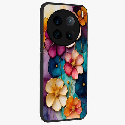Artlyn Grace Flower Pattern Glass Case upright view showcasing graceful floral artwork with aesthetic botanical style.