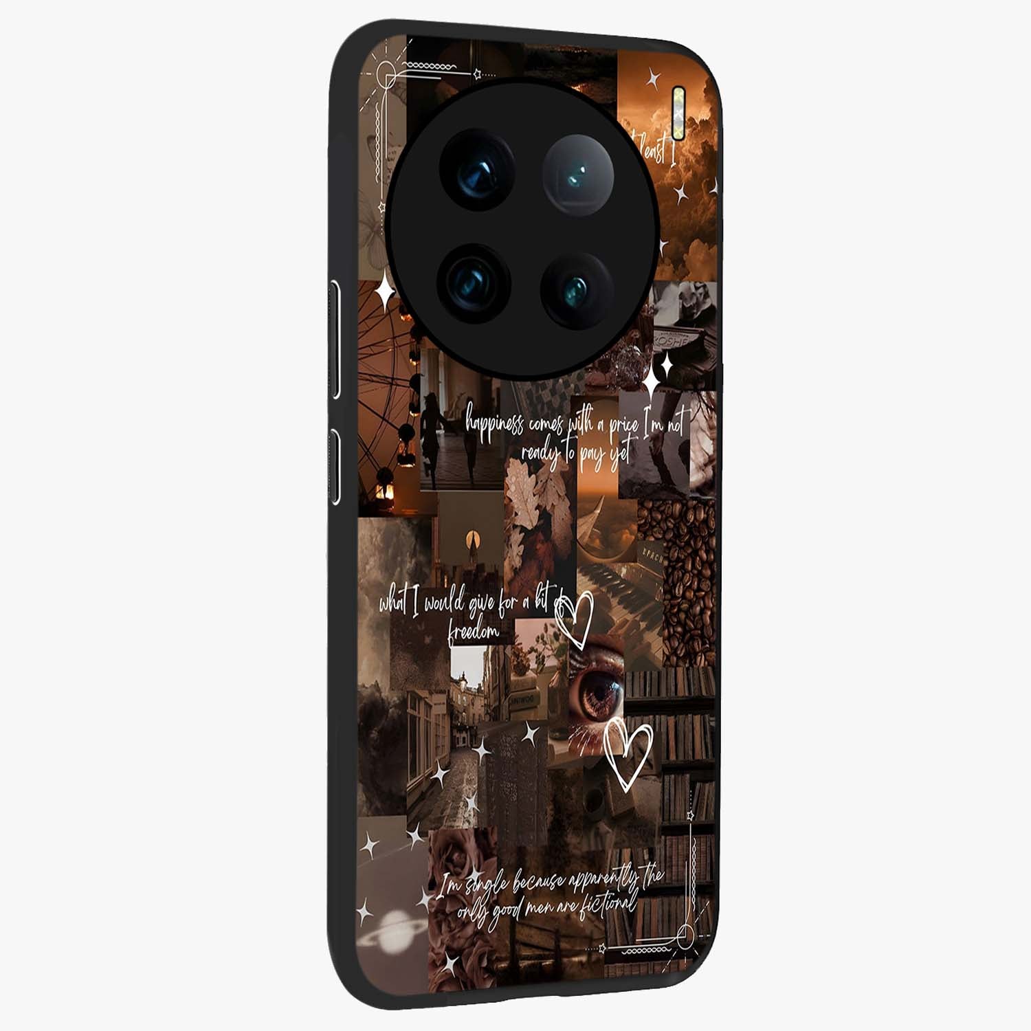 Bittersweet Aesthetic Chaos Glass Case upright view showcasing bold artistic chaos design with modern aesthetic style.