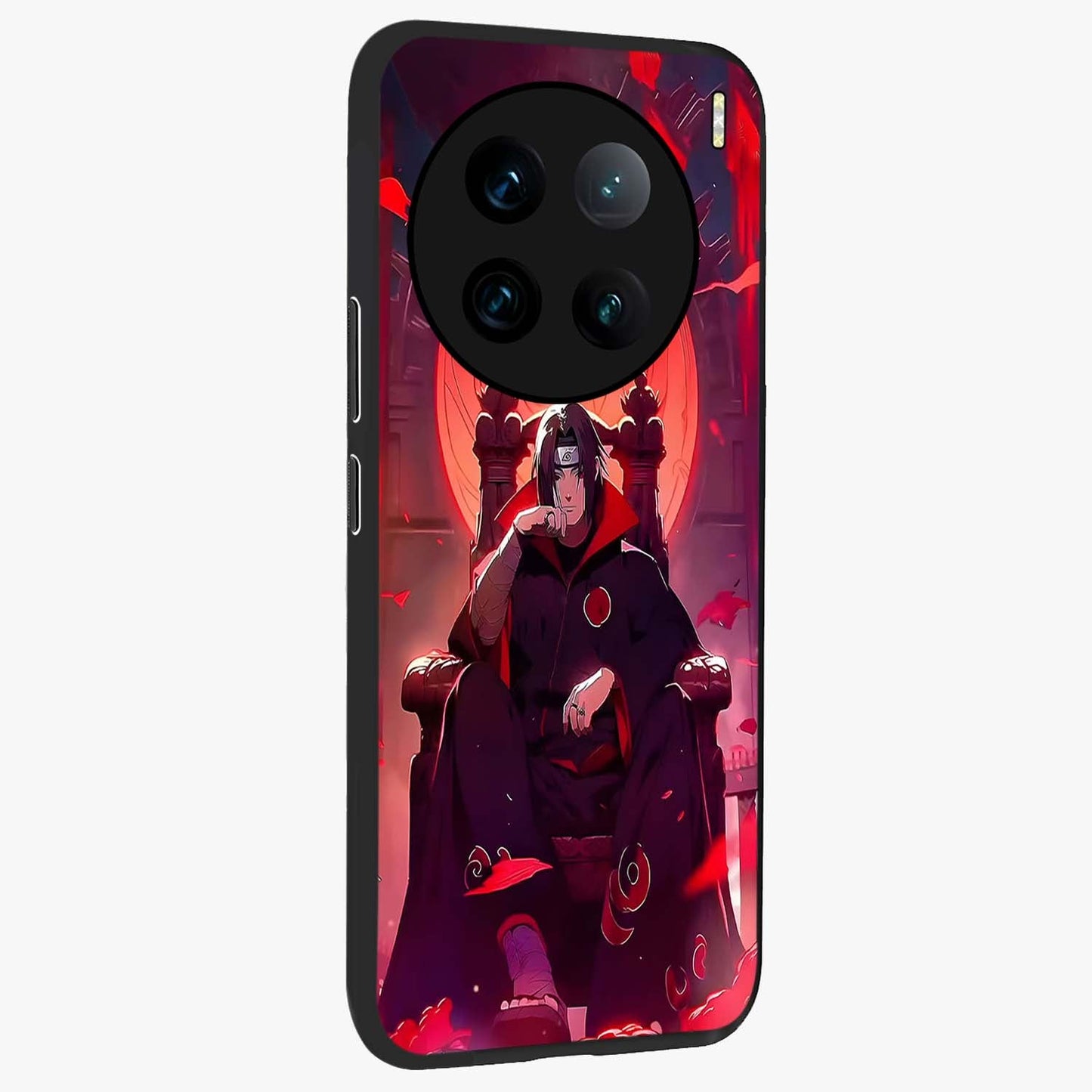 Blood Moon Sovereign Glass Case upright view showcasing powerful moon inspired artwork with cosmic aesthetic style.