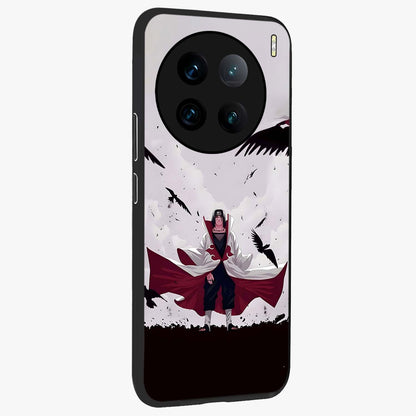Crimson Crow Ascension Glass Case upright view showcasing dramatic crow artwork with bold gothic theme.