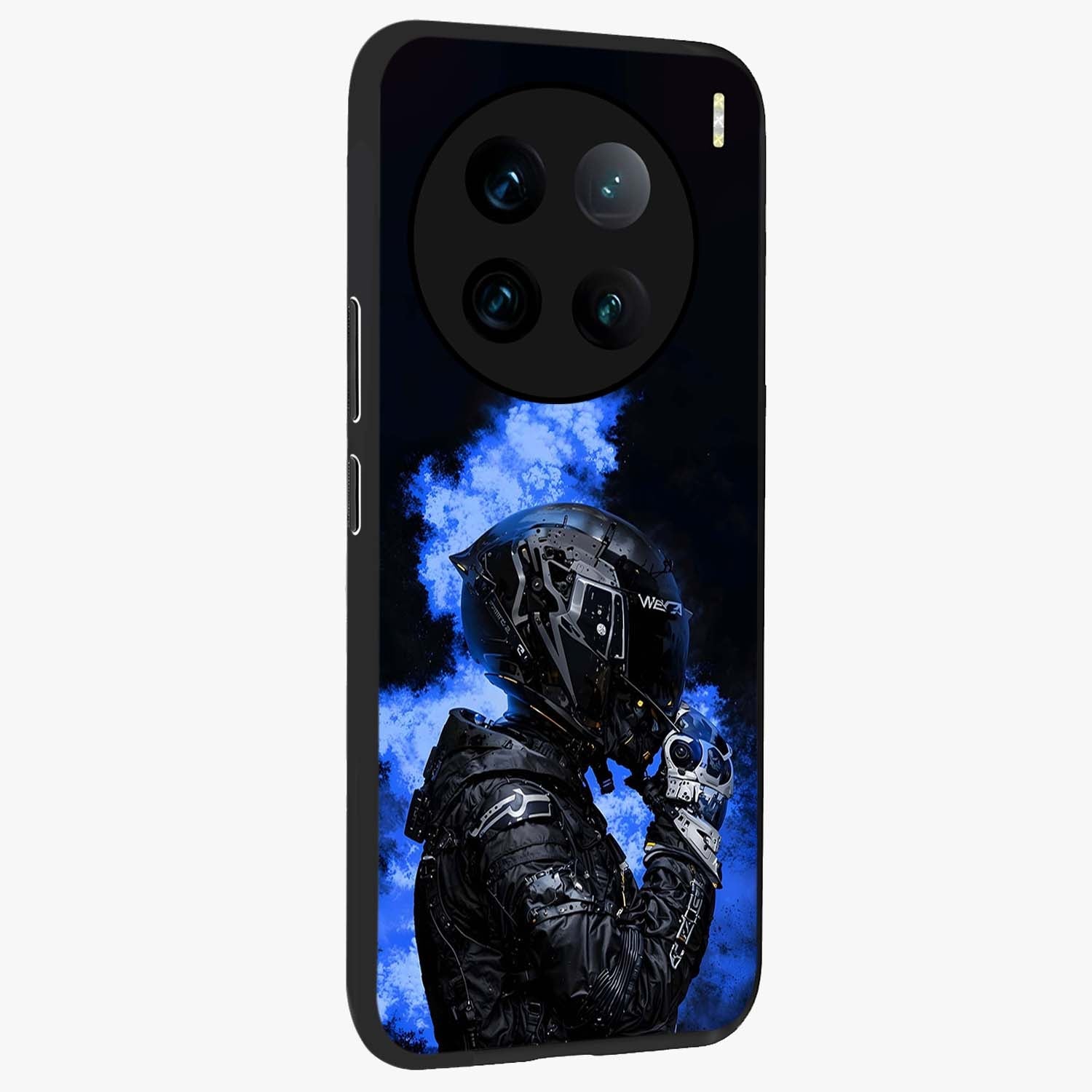 Cyber Sentinel Protocol Glass Case upright view showcasing advanced cyber sentinel artwork with futuristic tech theme.