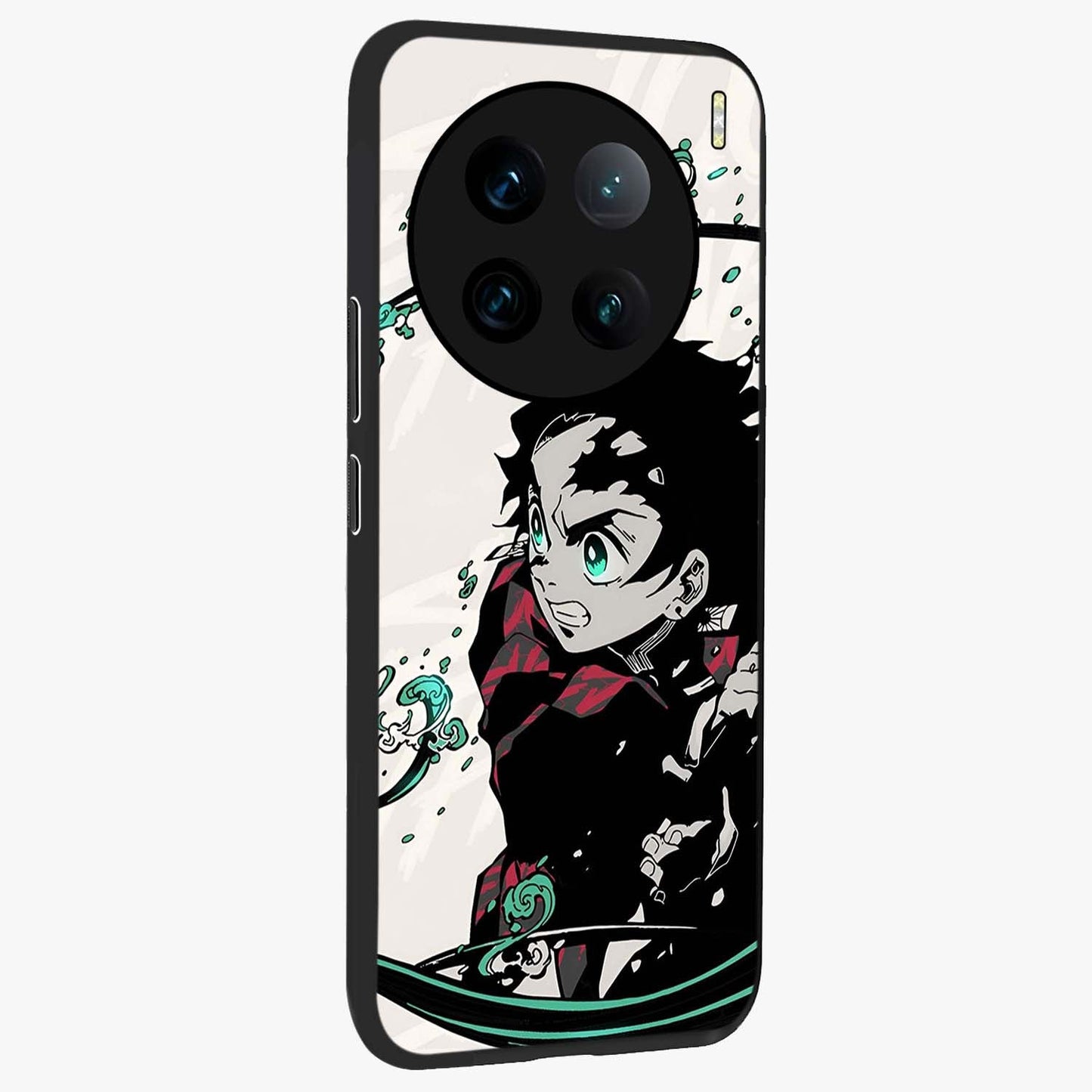 Demon Slayer Glass Case upright view showcasing powerful anime artwork with intense warrior theme.