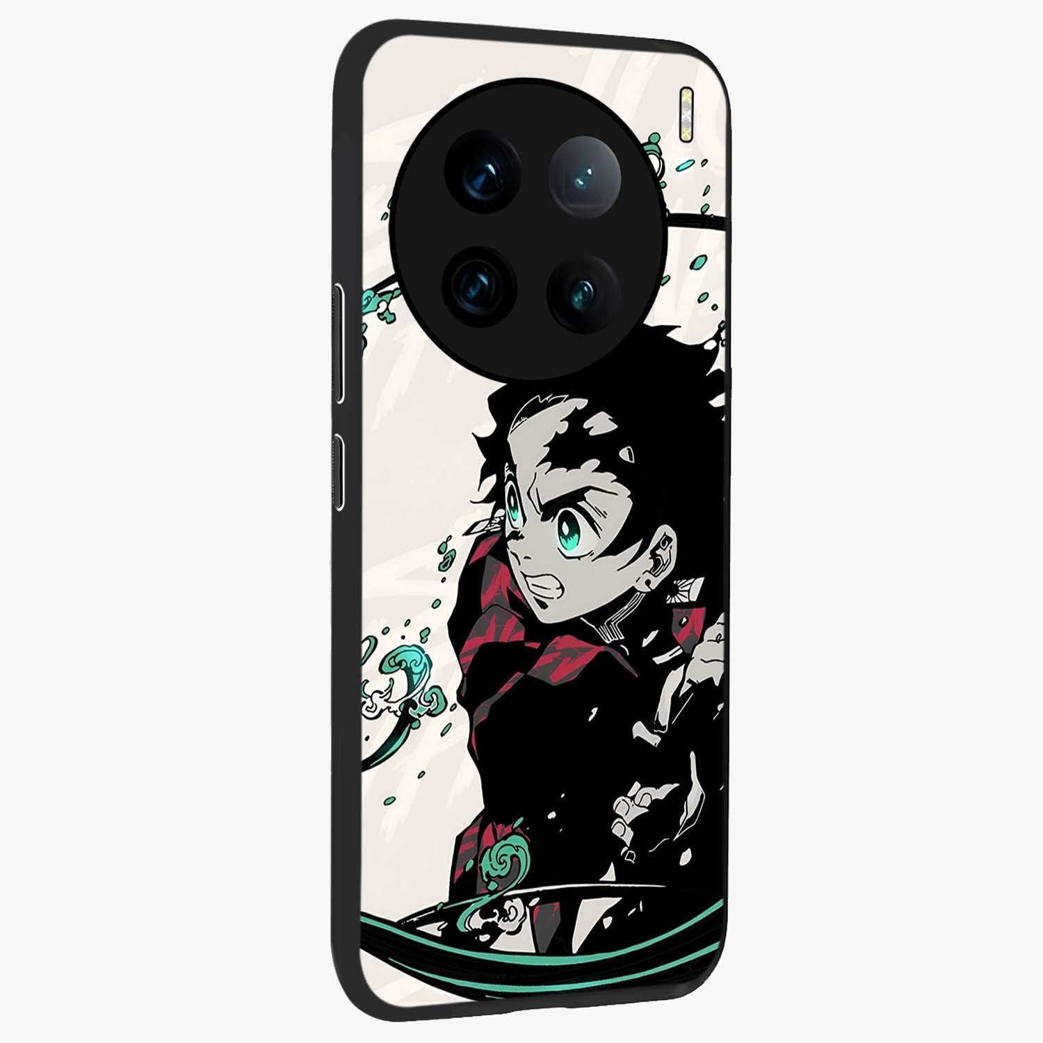 Demon Slayer Glass Case upright view showcasing powerful anime artwork with intense warrior theme.