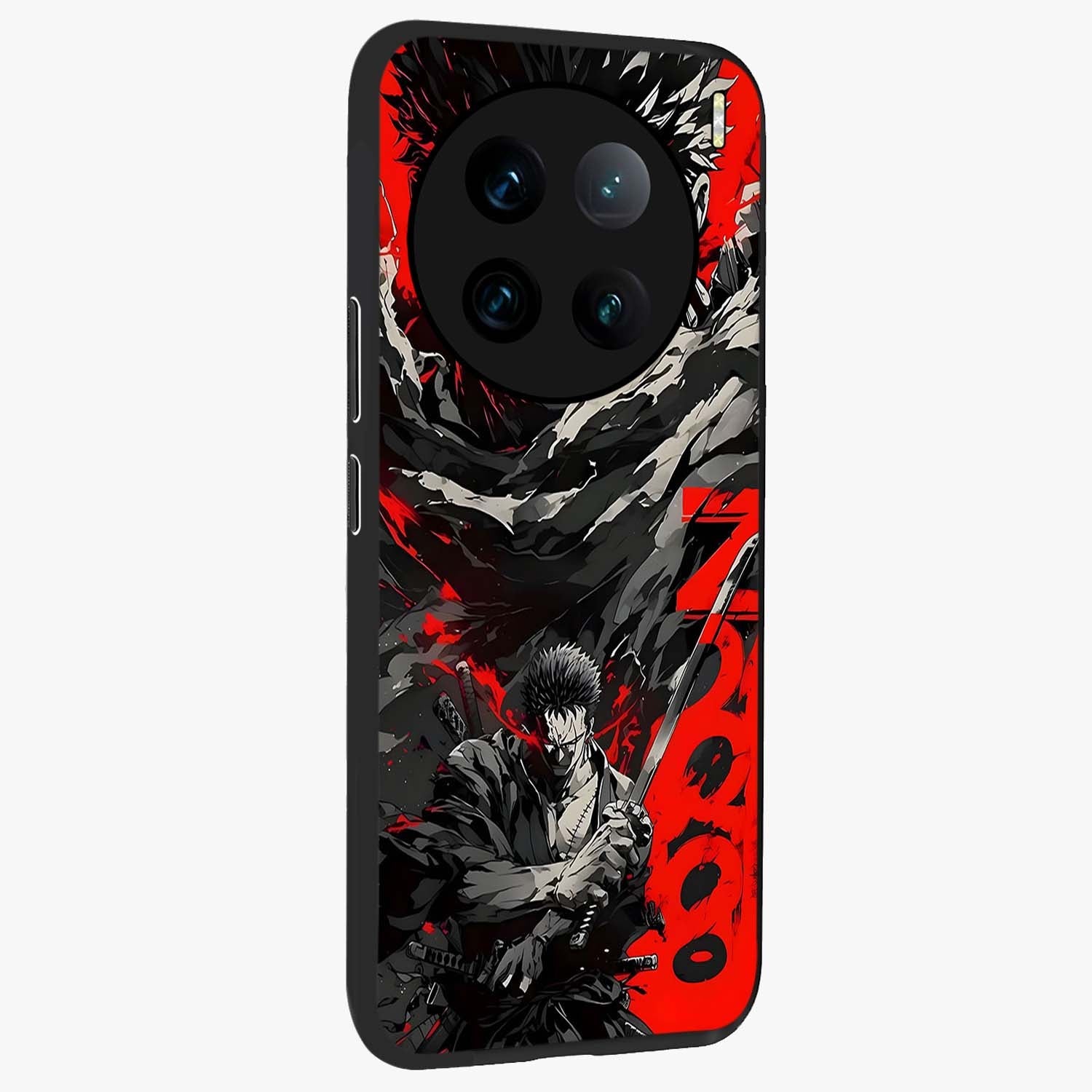 Demon Sword Resolve Glass Case upright view showcasing dramatic warrior artwork with intense battle theme.