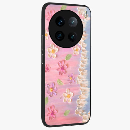 Dreamy Painted Garden Glass Case upright view showcasing vibrant floral garden artwork with artistic nature theme.