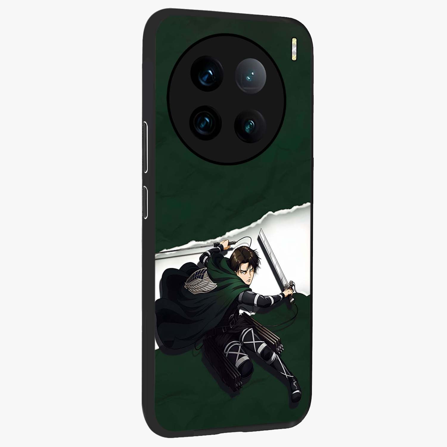 Emerald War Vanguard Glass Case upright view showcasing dramatic warrior artwork with bold fantasy theme.
