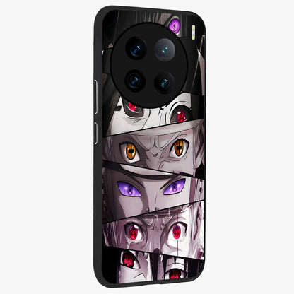 Eyes of Destiny Glass Case upright view showcasing symbolic eye artwork with dramatic artistic theme.