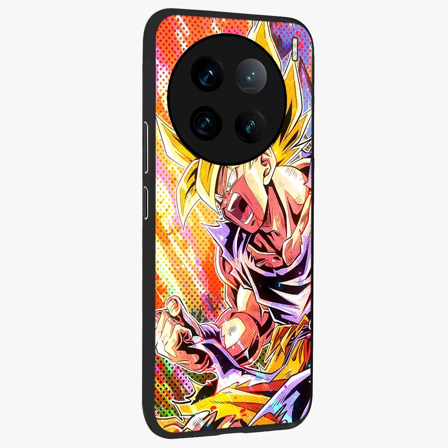 Firing Goku Glass Case upright view showcasing energetic anime artwork with bold warrior theme.