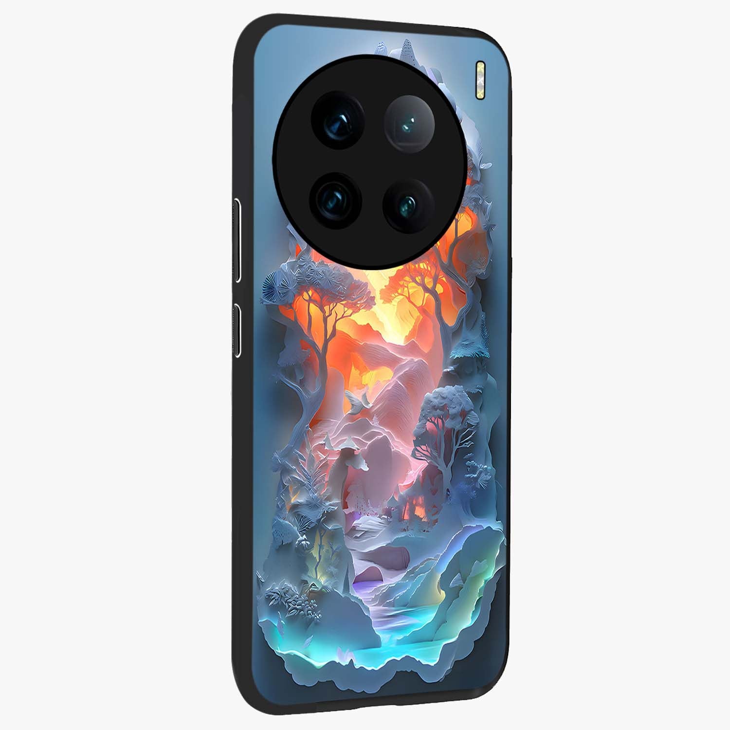 Glow Forest Portal Glass Case upright view showcasing enchanted forest portal artwork with fantasy nature theme.