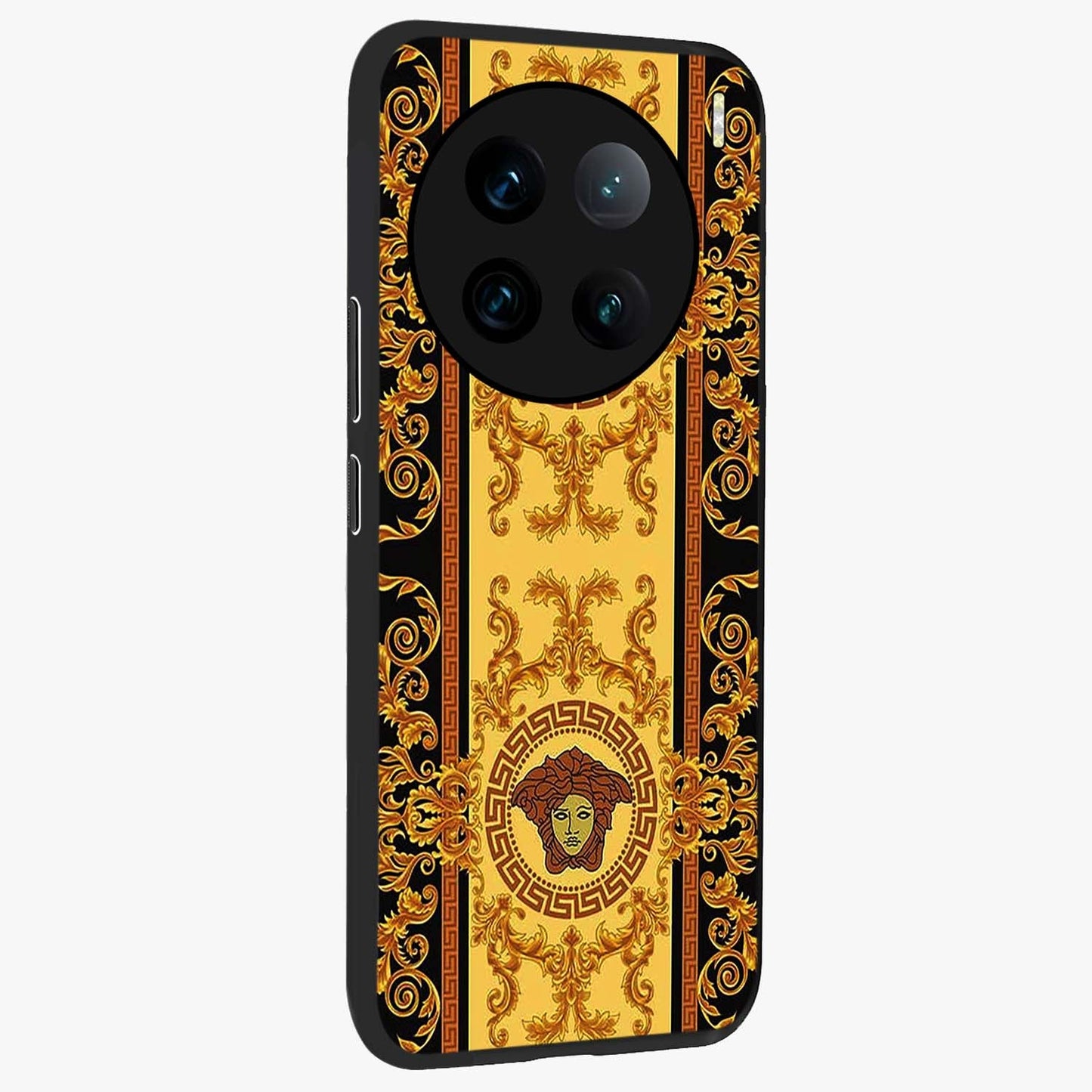 Golden Lotus Glow Glass Case upright view showcasing luminous lotus artwork with peaceful divine theme.