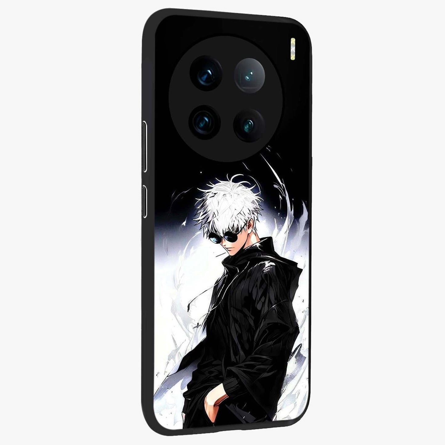 Limitless Shadow King Glass Case upright view showcasing bold shadow warrior artwork with epic fantasy theme.