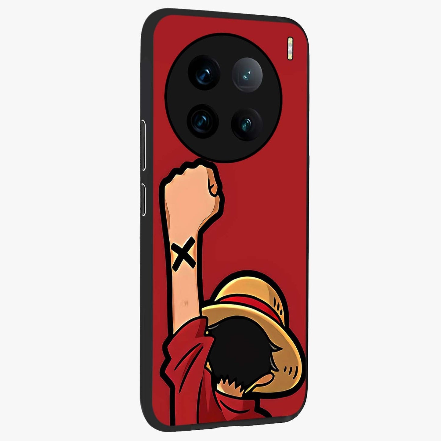 Luffy X Spirit Glass Case upright view showcasing striking anime artwork with adventurous character theme.