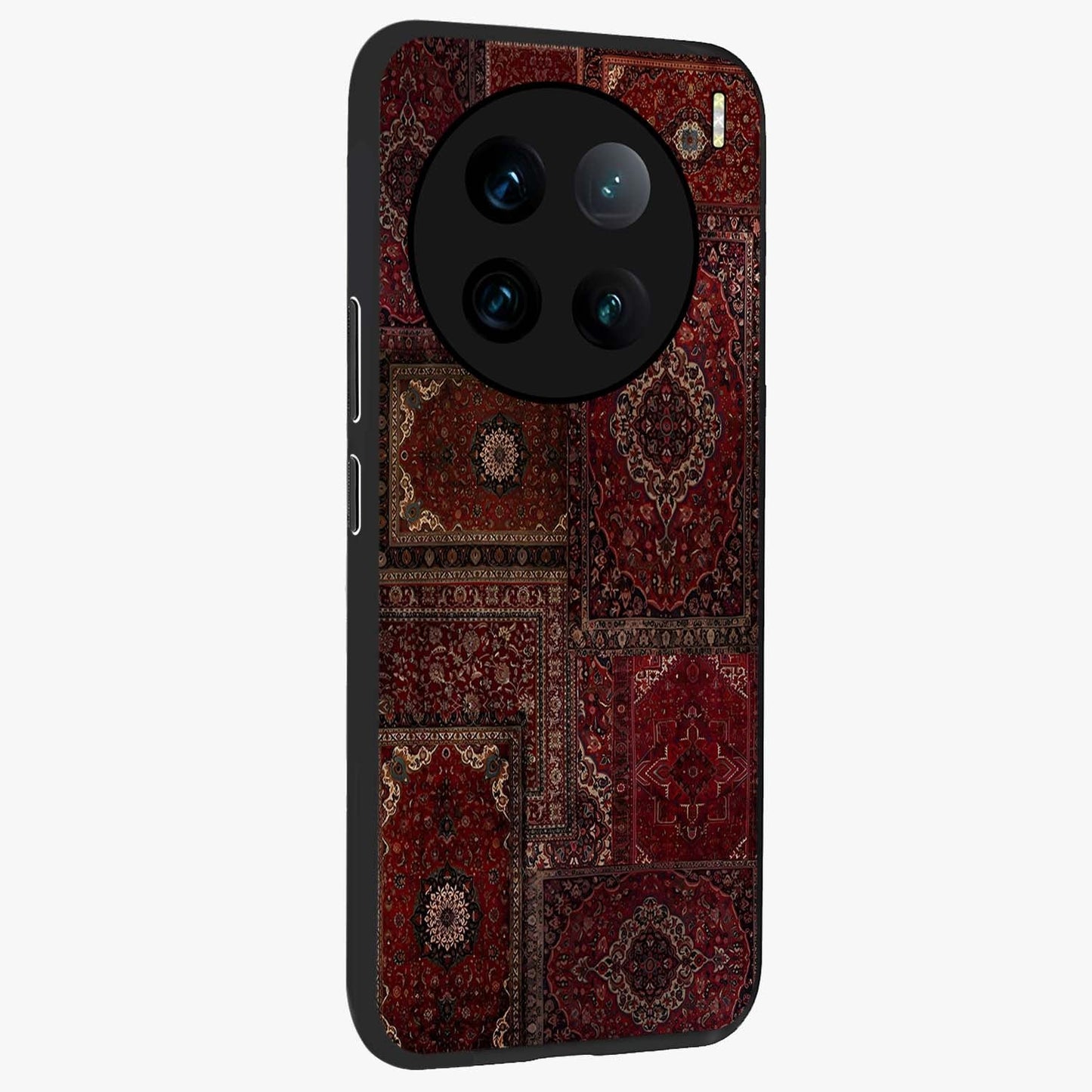 Persian Velvet Tale Glass Case upright view showcasing elegant Persian artwork with classic heritage theme.