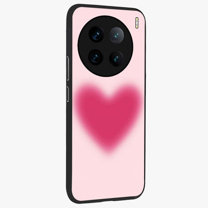Pink Aura Heart Glass Case upright view showcasing romantic heart artwork with soft pastel theme.