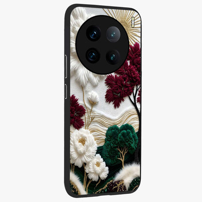 Radiant Bloom Elegance Glass Case upright view showcasing decorative flower artwork with refined botanical theme.