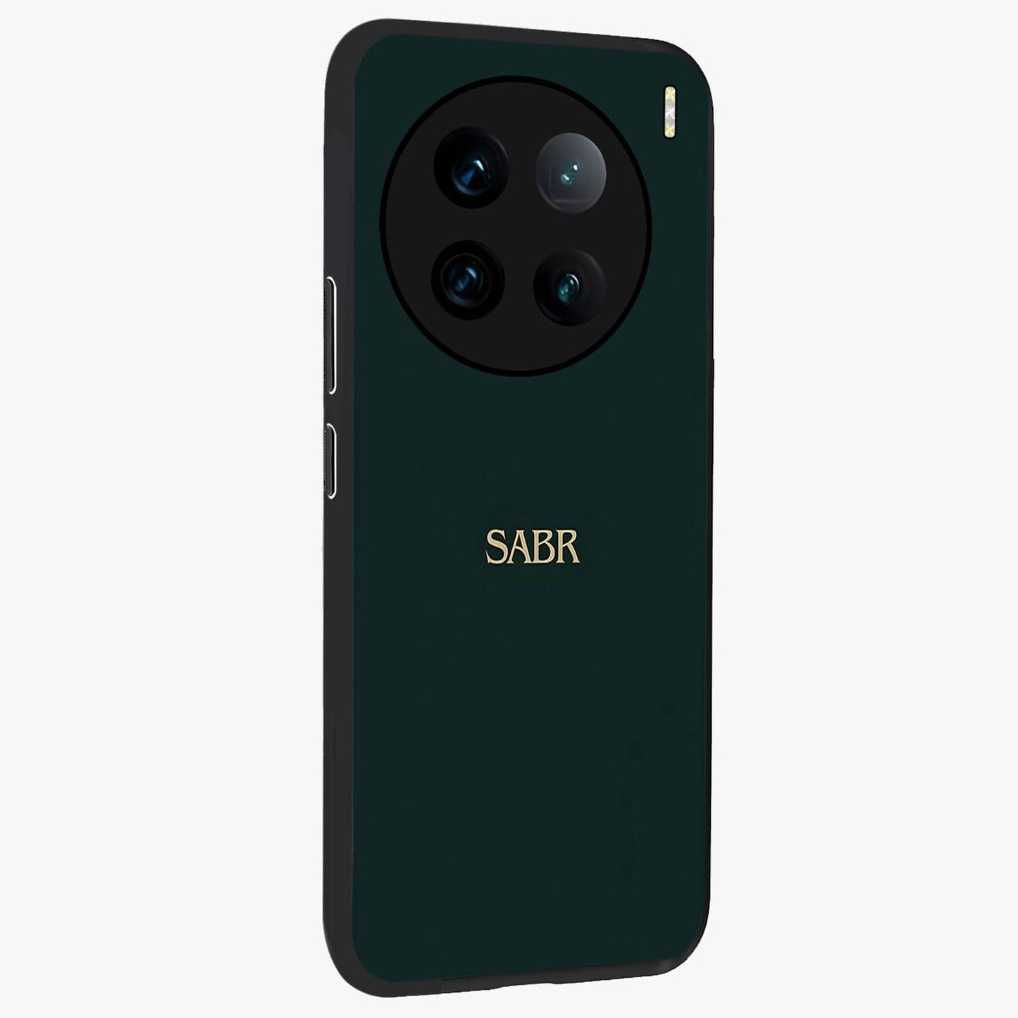 Sabr Minimal Patience Glass Case upright view showcasing calm minimalist artwork with motivational patience theme.