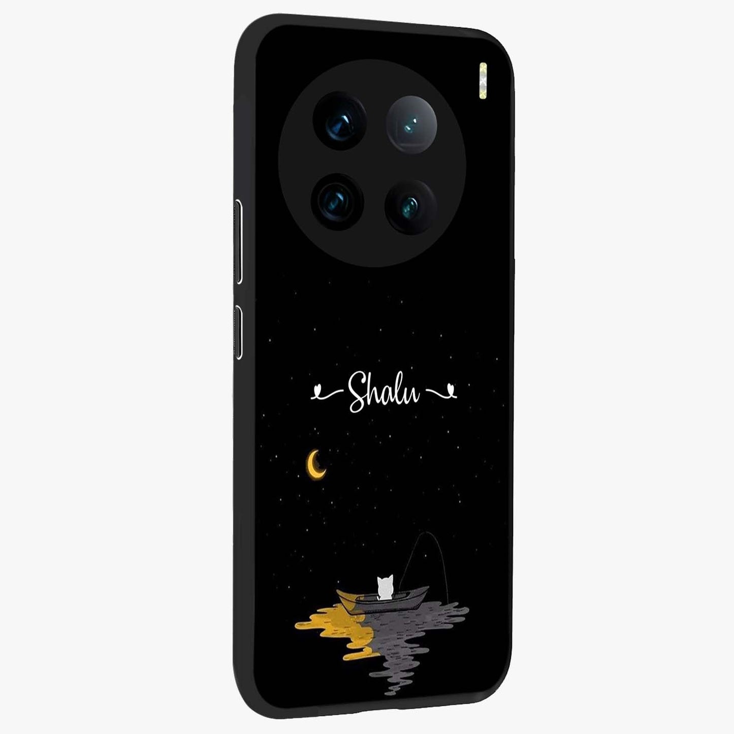 Silent Night Row Glass Case upright view showcasing tranquil night artwork with serene landscape theme.