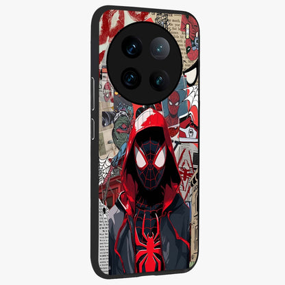 Spider Collage Street Glass Case upright view showcasing bold superhero artwork with urban street theme.