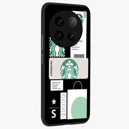 Starbucks Mocha Glass Case upright view showcasing trendy coffee inspired artwork with modern lifestyle theme.