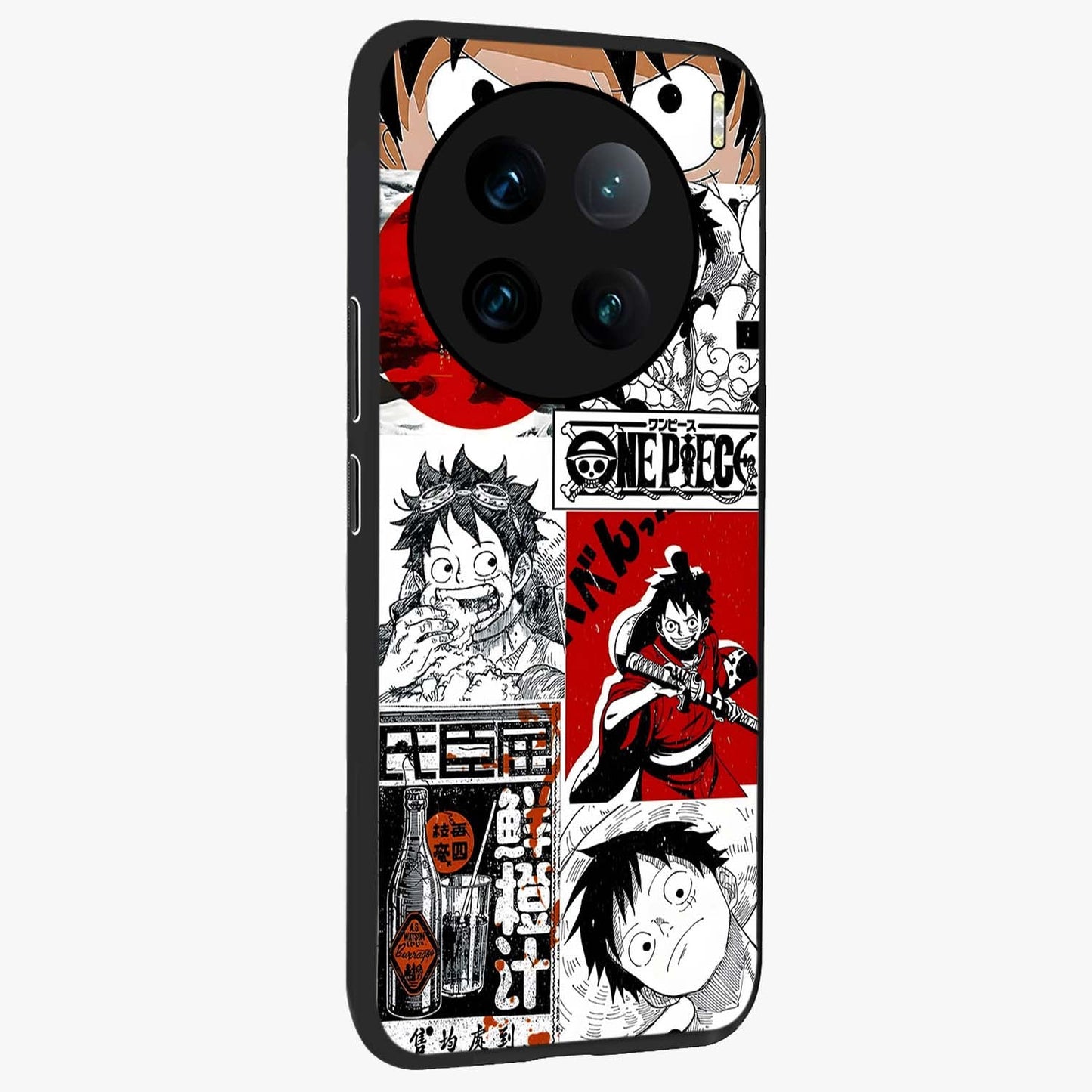 Strawhat Chaos Panels Glass Case upright view showcasing energetic anime artwork with bold adventure theme.