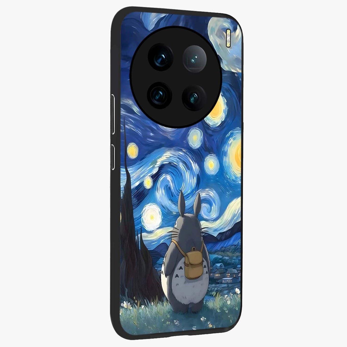 Totoro In Van Gogh Art Glass Case upright view showcasing creative character artwork with painterly artistic theme.