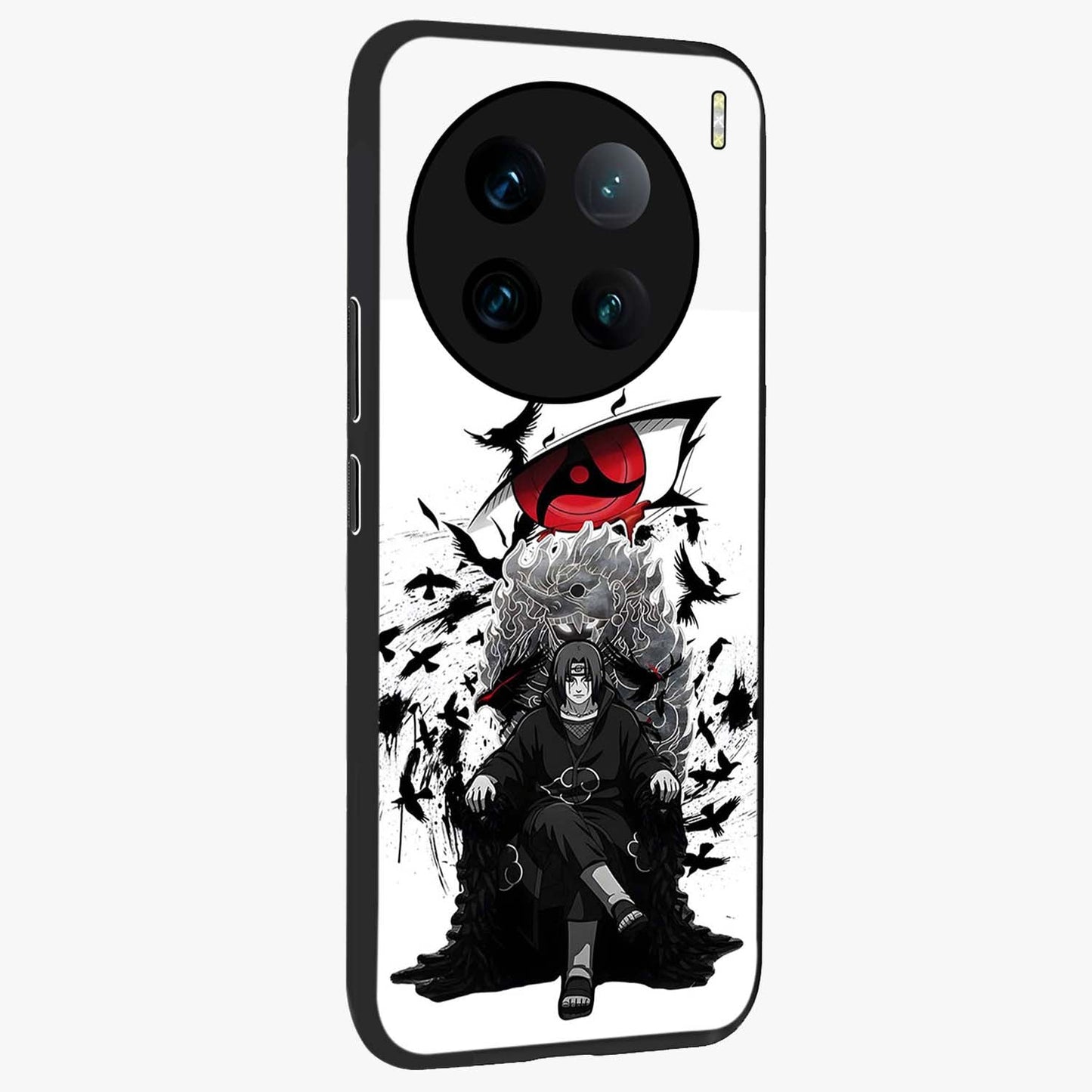 Uchiha Shadow Throne Glass Case upright view showcasing magical underwater galaxy artwork with vibrant cosmic theme.