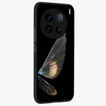 Whispers Of Wings Glass Case upright view showcasing elegant wing artwork with light airy theme.
