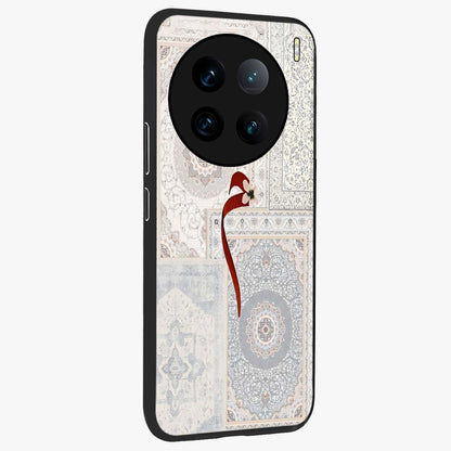 White Aesthetic Bow Glass Case upright view showcasing delicate ribbon bow artwork with cute minimalist theme.