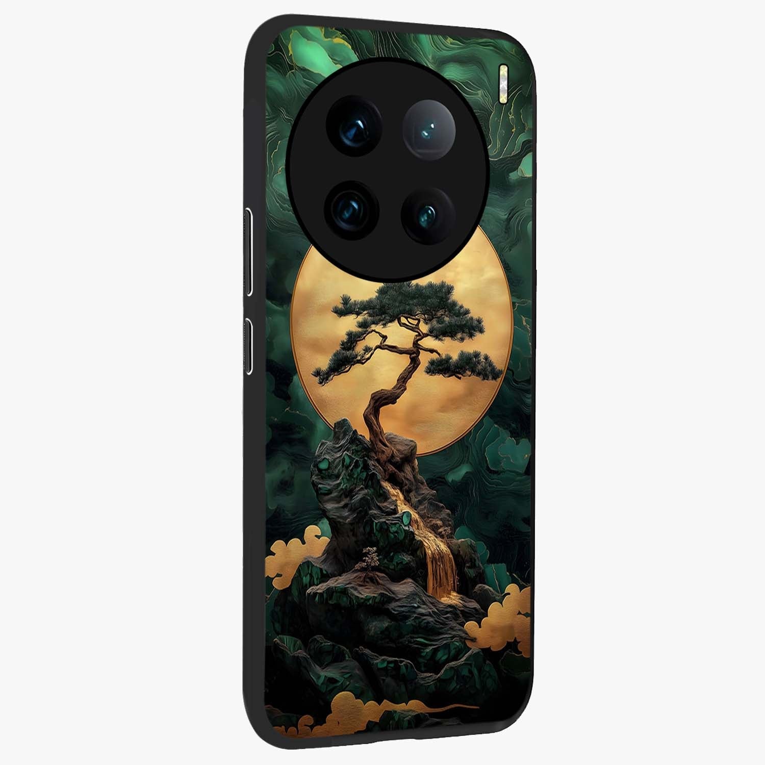 Zen Moon Rise Glass Case upright view showcasing serene moon artwork with tranquil night theme.