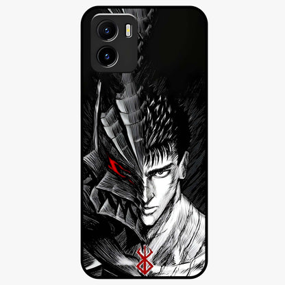 Berserker Blood Oath Glass Case showing flat back view with fierce warrior inspired artwork and glossy glass finish.