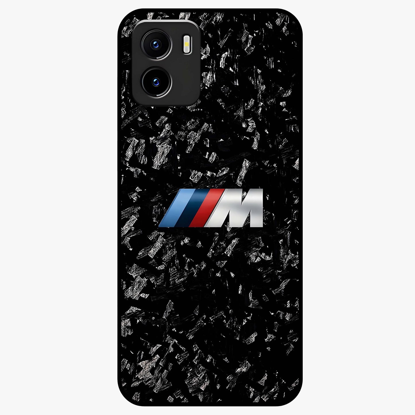 Carbon Speed Mark Glass Case showing flat back view with sporty carbon pattern artwork and glossy glass finish.