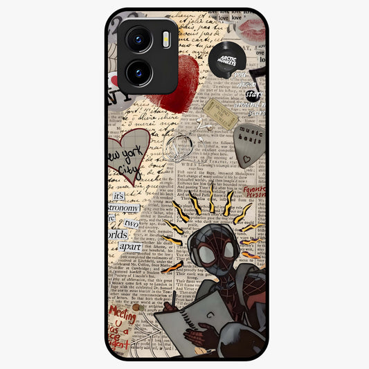 City Dream Sketch Glass Case showing flat back view with artistic city skyline sketch artwork and glossy glass finish.